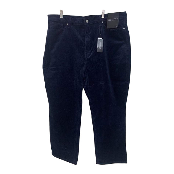 Banana Republic High-Rise Straight Corduroy Ankle Pant Hyper Navy Sz 35 NWT $120 - Picture 2 of 8